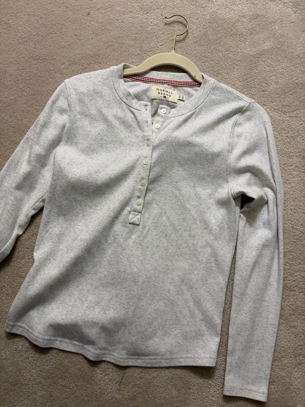 The Normal Brand Light Gray Long Sleeve Henley Tee